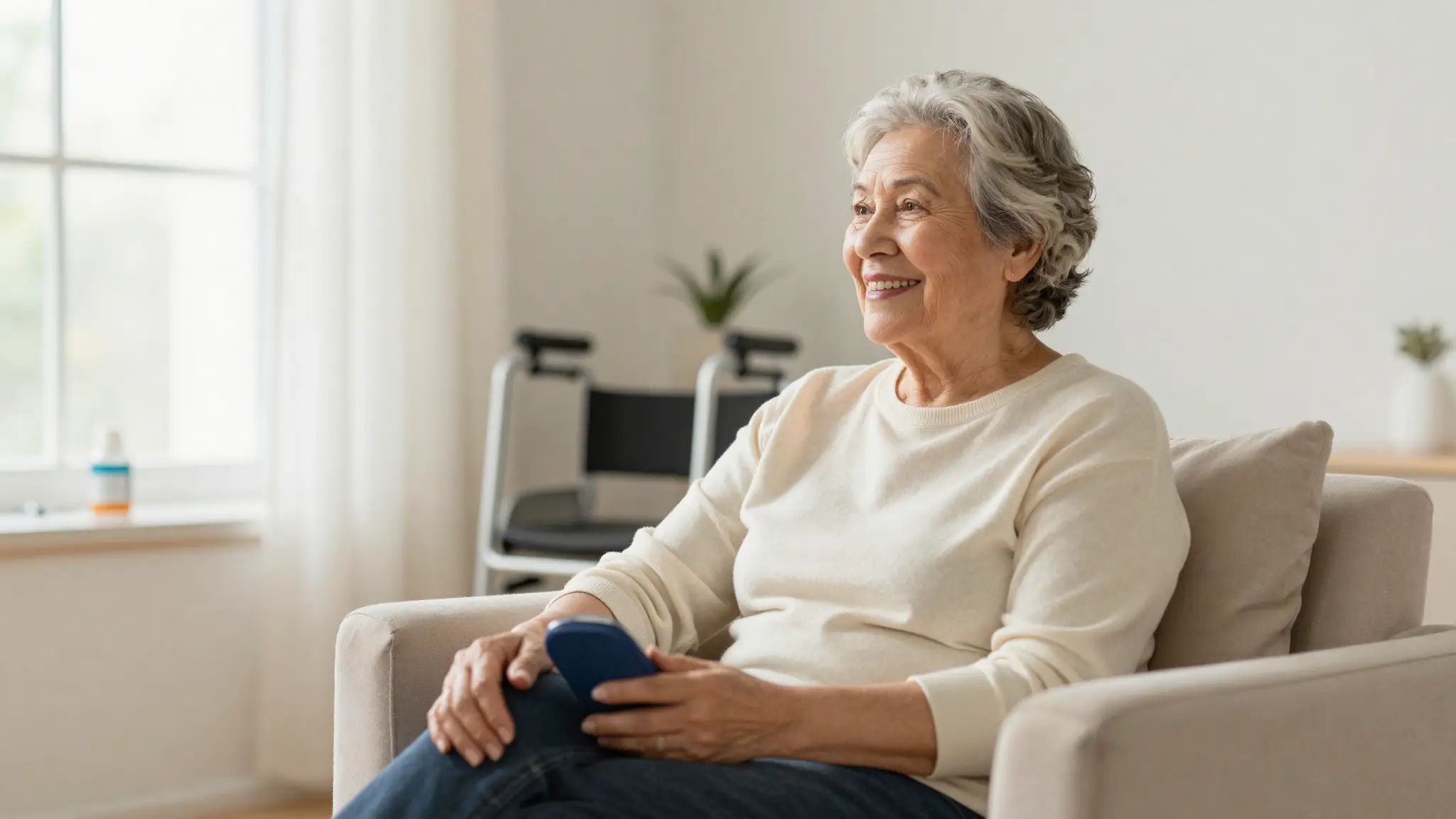 A patient relaxing comfortably at home, supported by AA Medical Supply